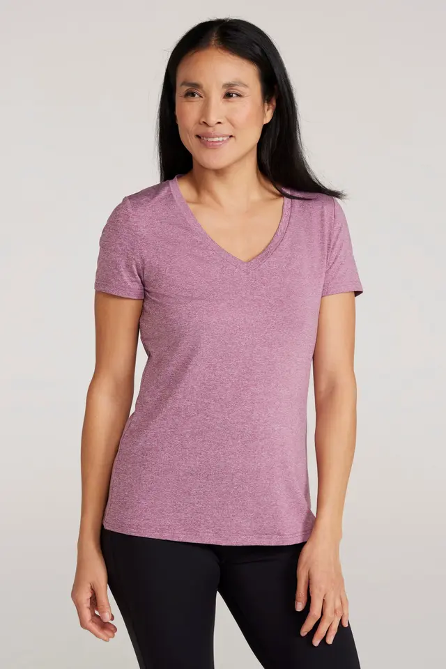 Vitality V Neck Womens Tee - Pink