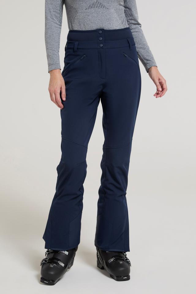 Avalanche Womens High-Waisted Softshell Ski Pants - Dark Blue