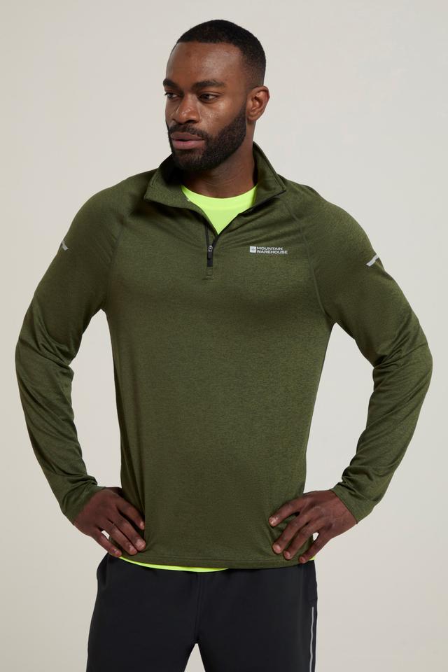 Echo Melange Mens Half-Zip Midlayer - Green