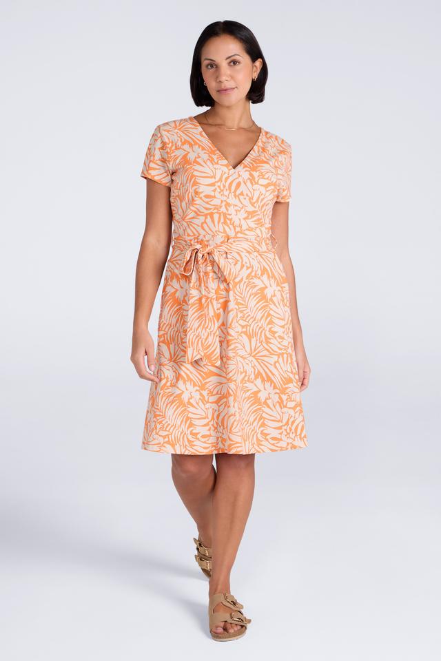Santorini Womens UV Jersey Wrap Dress - Orange