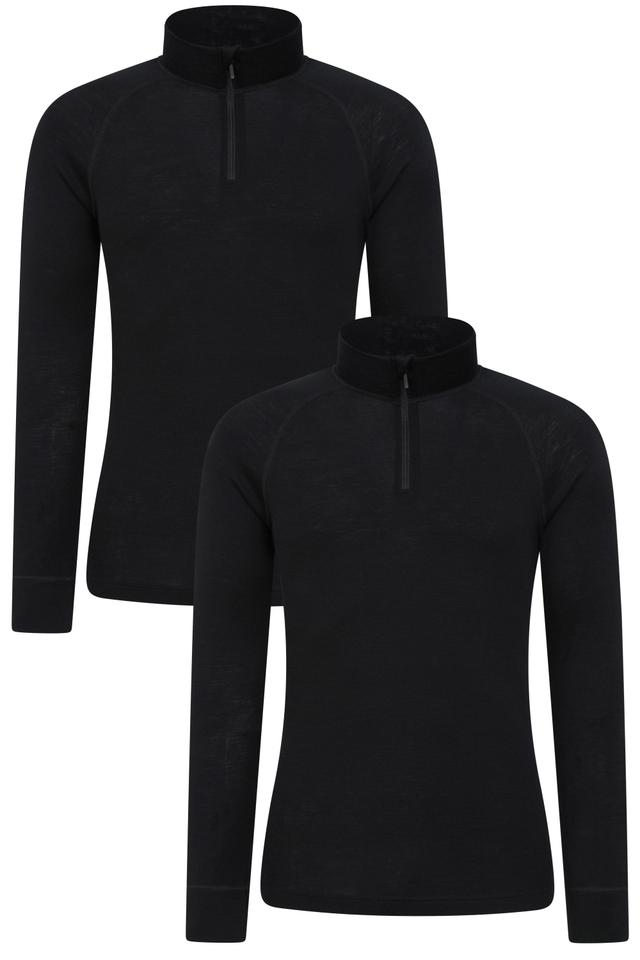 Merino Mens Base Layer Top 2-Pack - Black