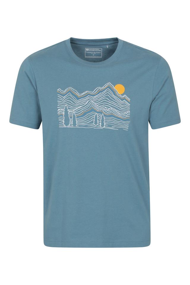 Linear Mountain Mens T-Shirt - Blue
