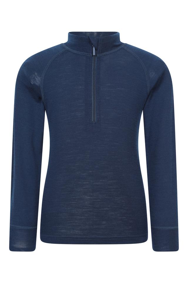 Kids Merino Half-Zip Top - Navy
