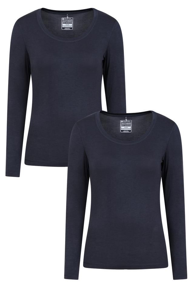 Keep The Heat Womens Round Neck Top 2-Pack - Navy