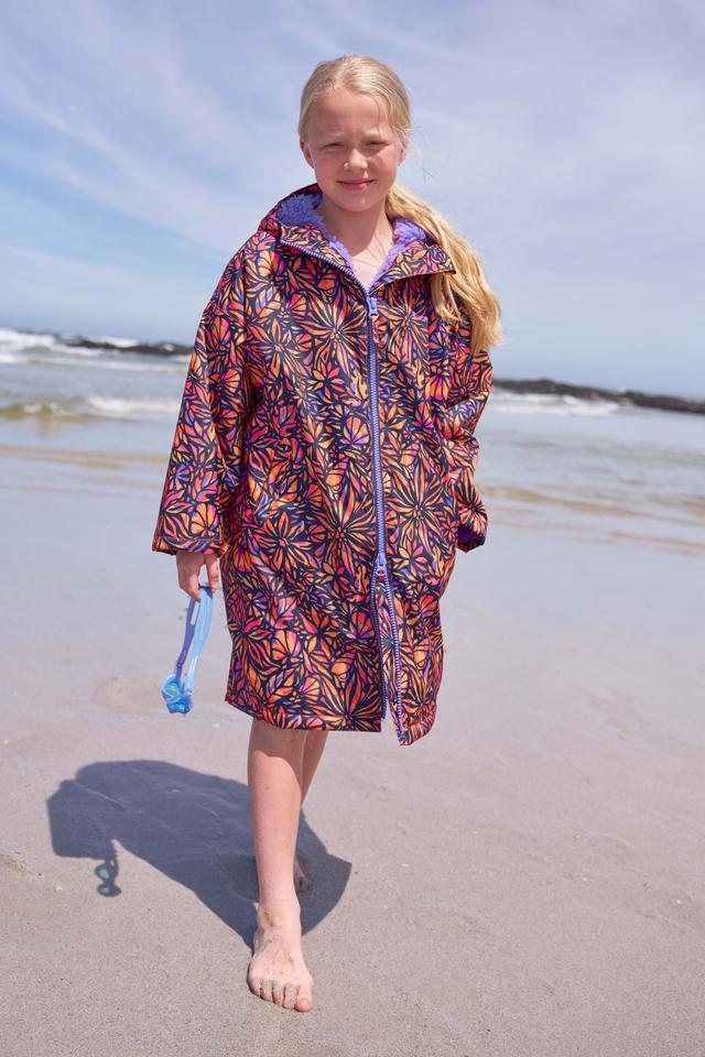 Tidal Printed Kids Waterproof Changing Robe - Navy
