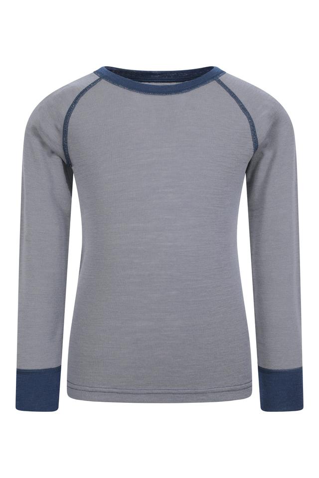 Merino II Kids Round Neck Baselayer Top - Grey