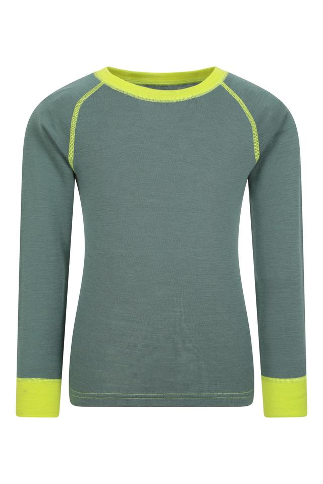 Merino II Kids Round Neck Baselayer Top - Green