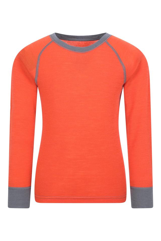 Merino II Kids Round Neck Baselayer Top - Orange