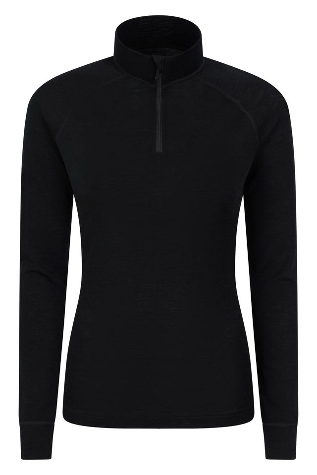 Merino Womens Zip-Neck Thermal Top II - Black