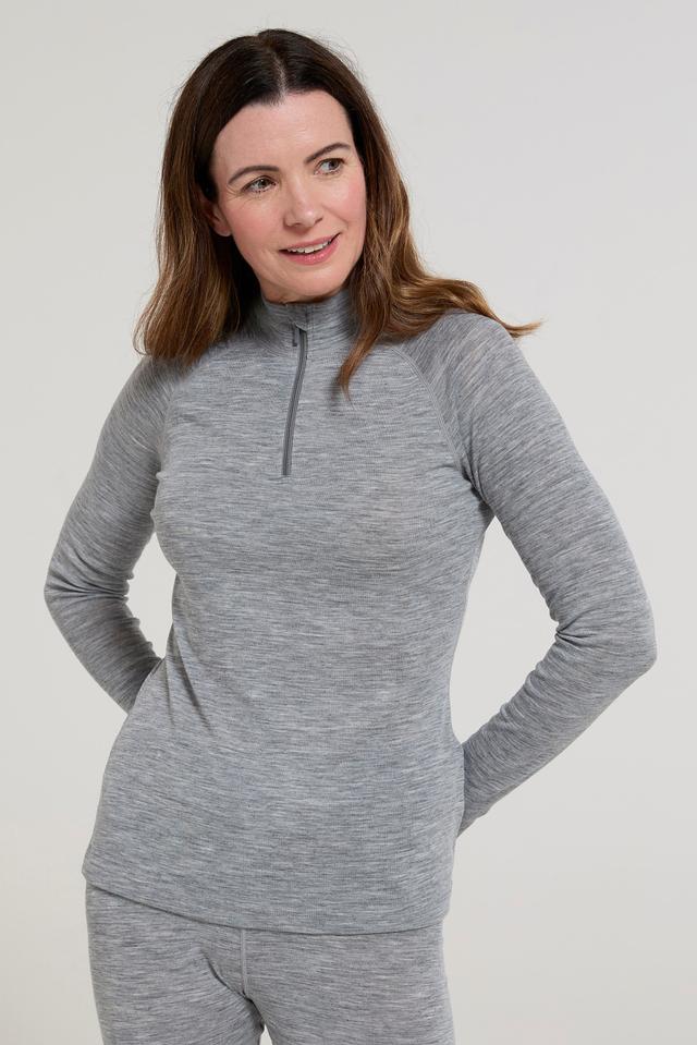 Merino Womens Zip-Neck Thermal Top II - Grey