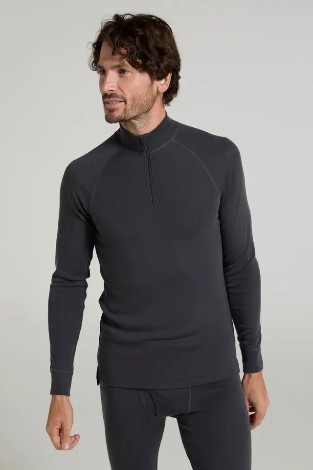 Merino II Mens Zip Neck Base Layer Top - Grey