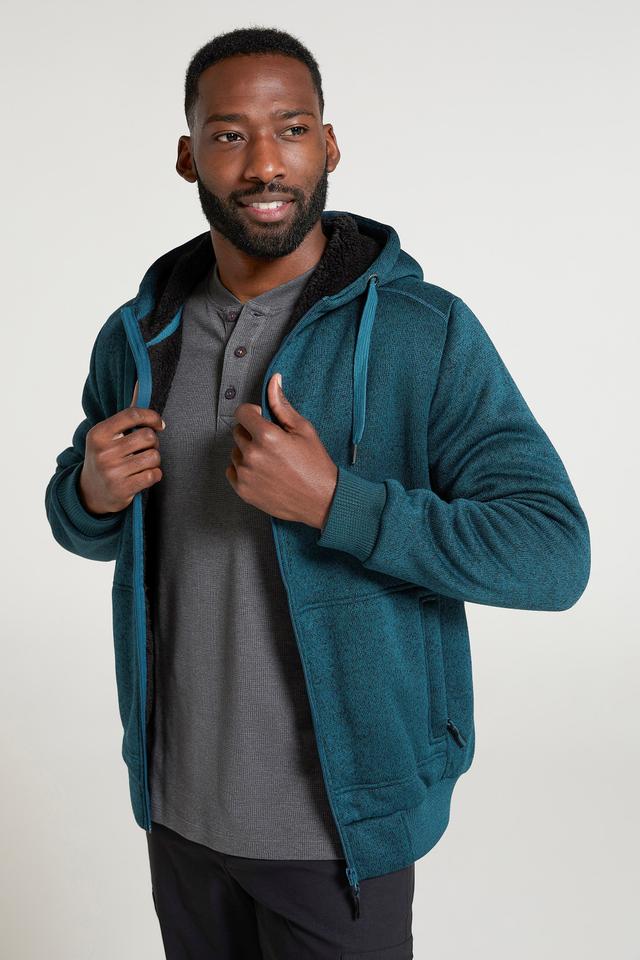 Nevis II Mens Fur Lined Hoodie - Blue