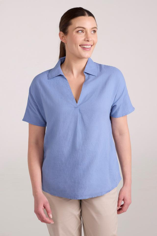 Breeze II Womens Linen Shirt - Blue