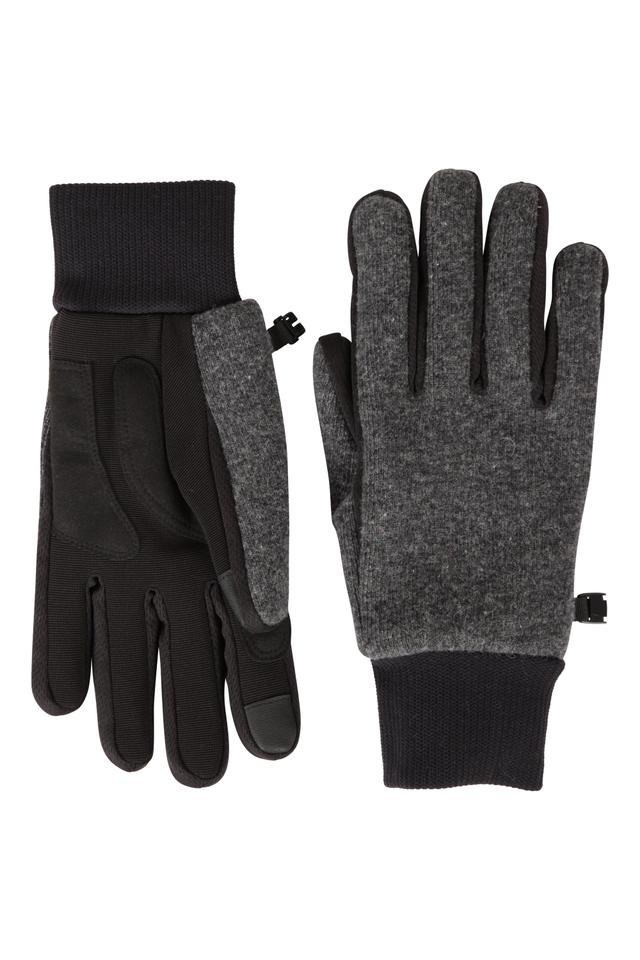 Windproof Fur Lined Mens Thermal Touchscreen Glove - Grey