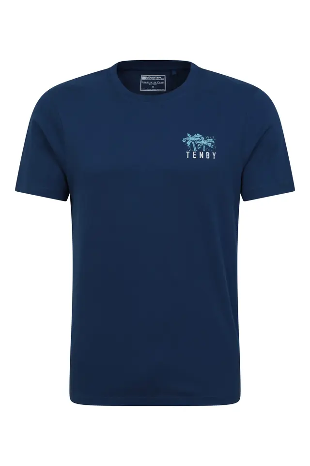 Tenby Printed Mens T-Shirt - Navy