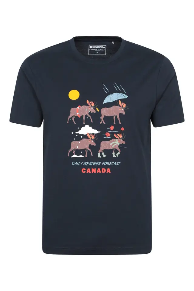 Canadian Weather Mens Cotton T-Shirt - Dark Blue