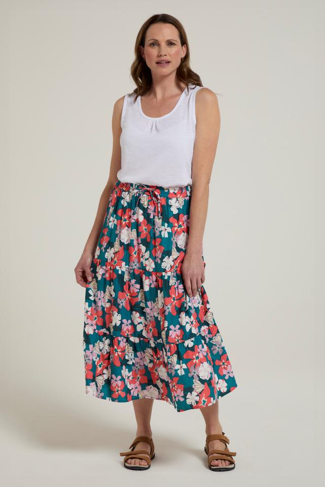 Palermo Womens Tiered Midi Skirt - Green