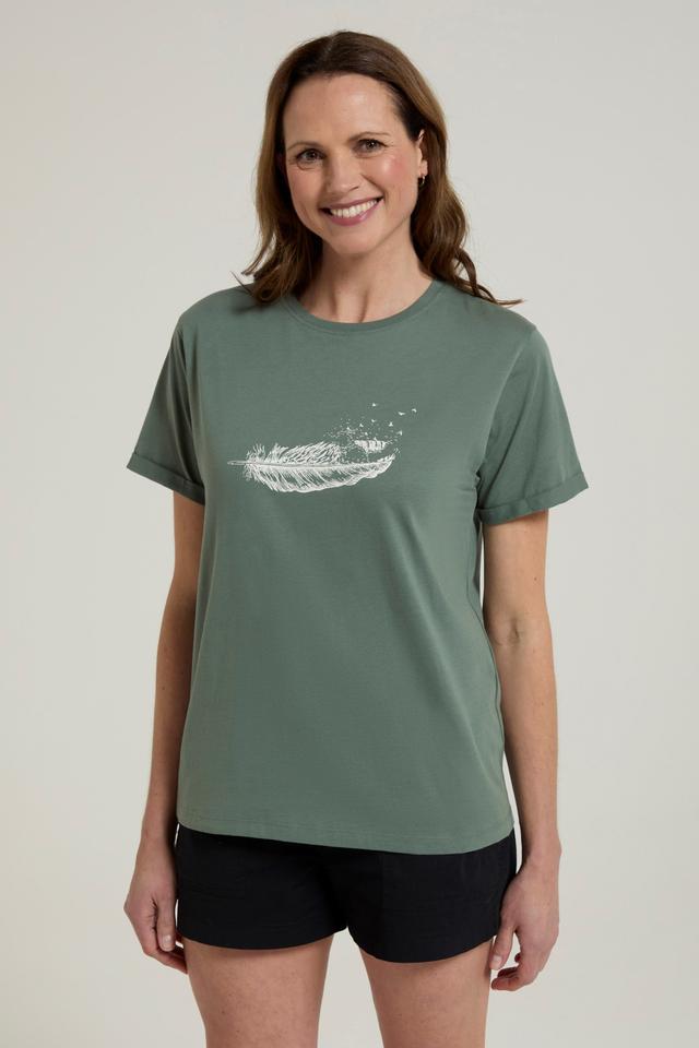 Wave Feather Womens Loose Fit T-Shirt - Green