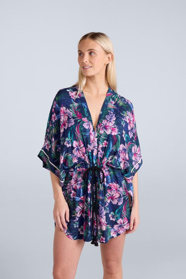 Kym Womens EcoVero Kimono Top - Dark Blue