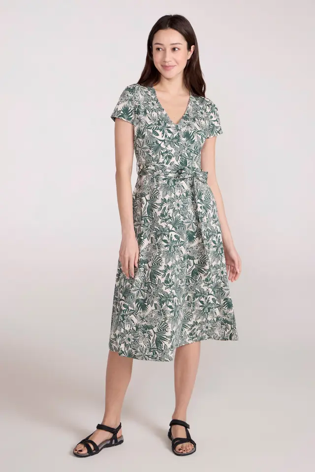 Santorini Womens Midi Wrap Dress - Green