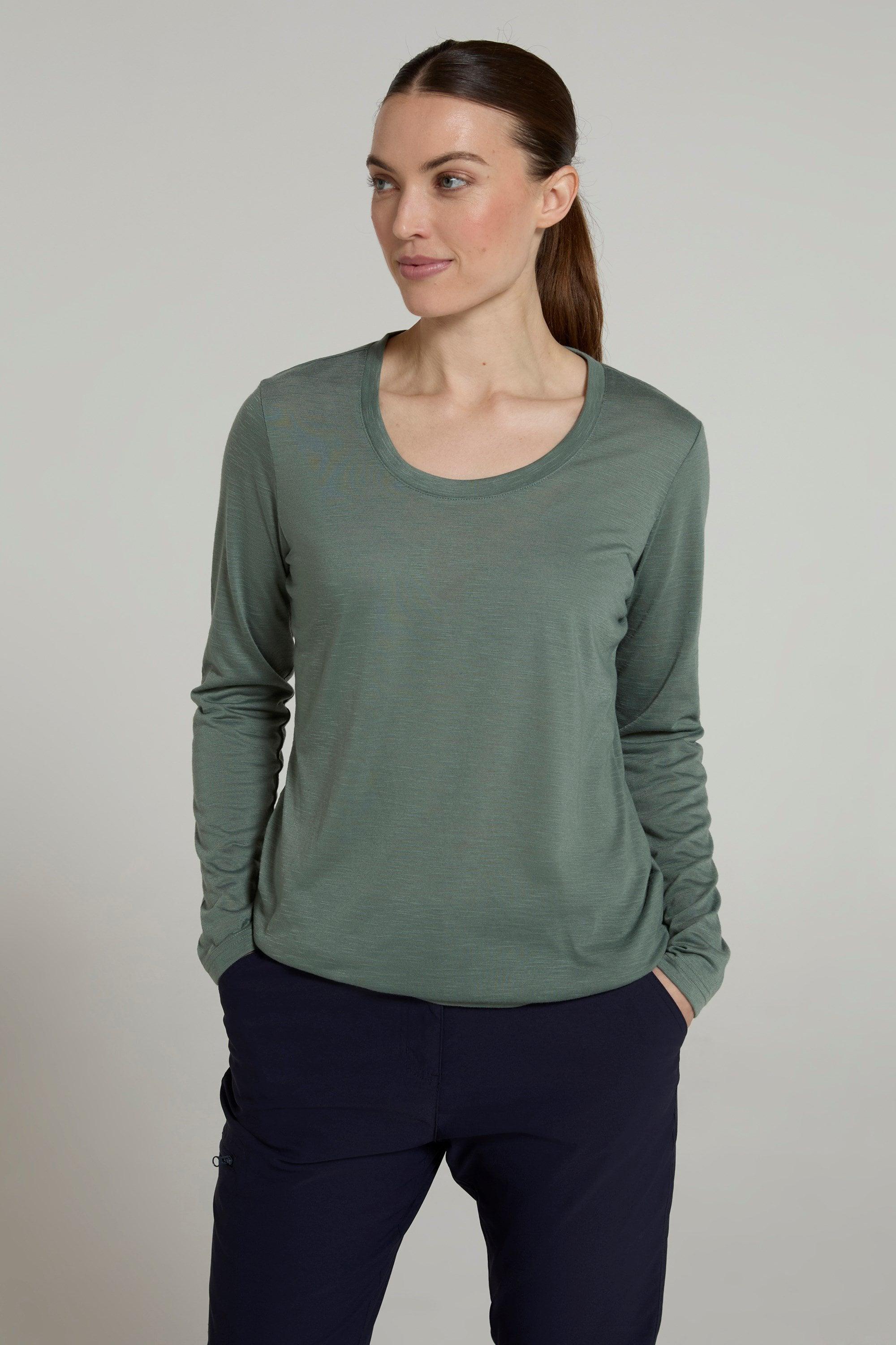 Agra Womens Long-Sleeve Slub Top - Green