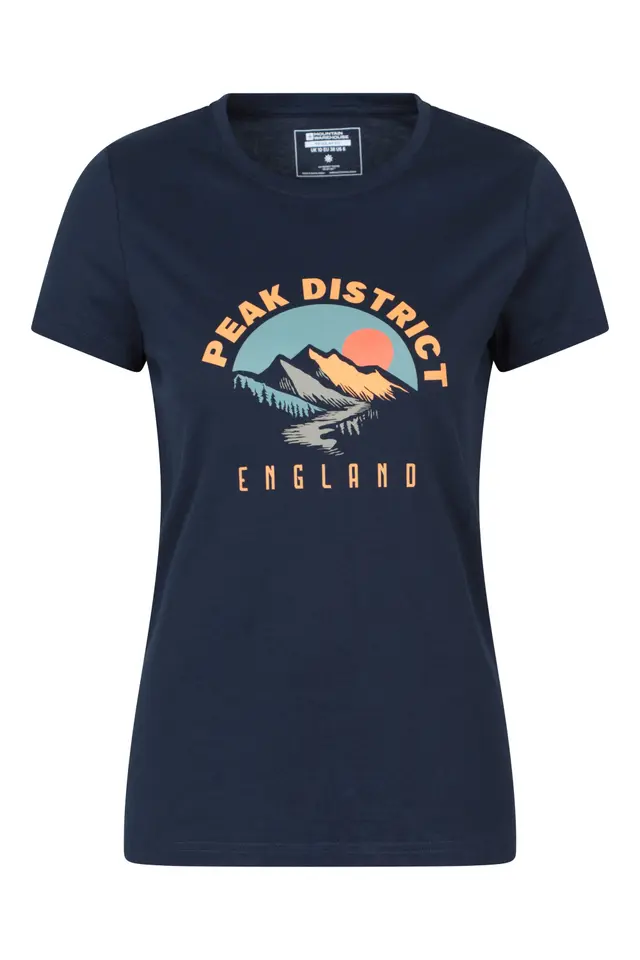 Peak District Printed Womens T-Shirt - Navy