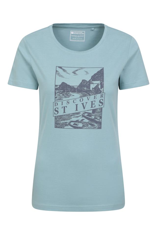 Discover St Ives Printed Womens T-Shirt - Blue
