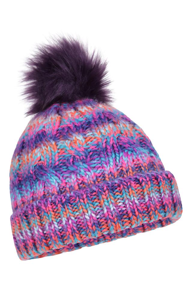 Rainbow Geneva Borg Lined Womens Pom Beanie - Green