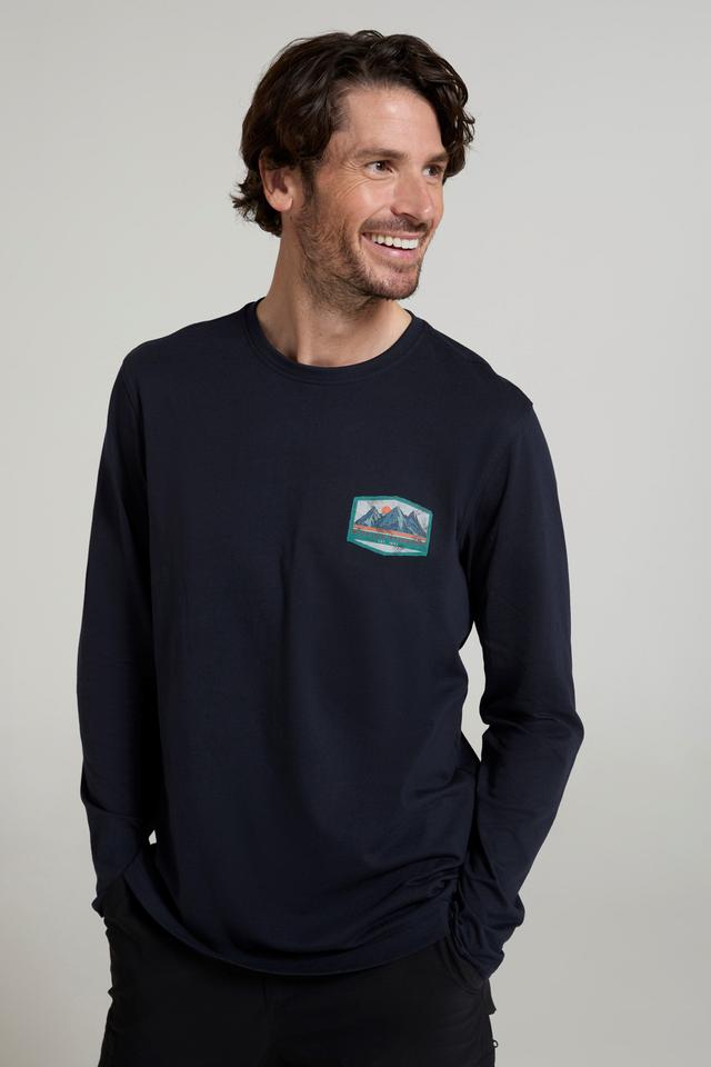 Mountain Badge Mens Long Sleeve Top - Navy