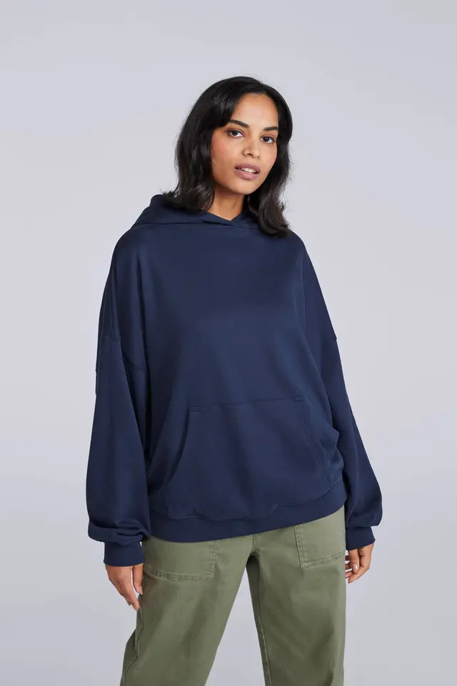 Idol Womens Drop Shoulder Hoodie - Dark Blue