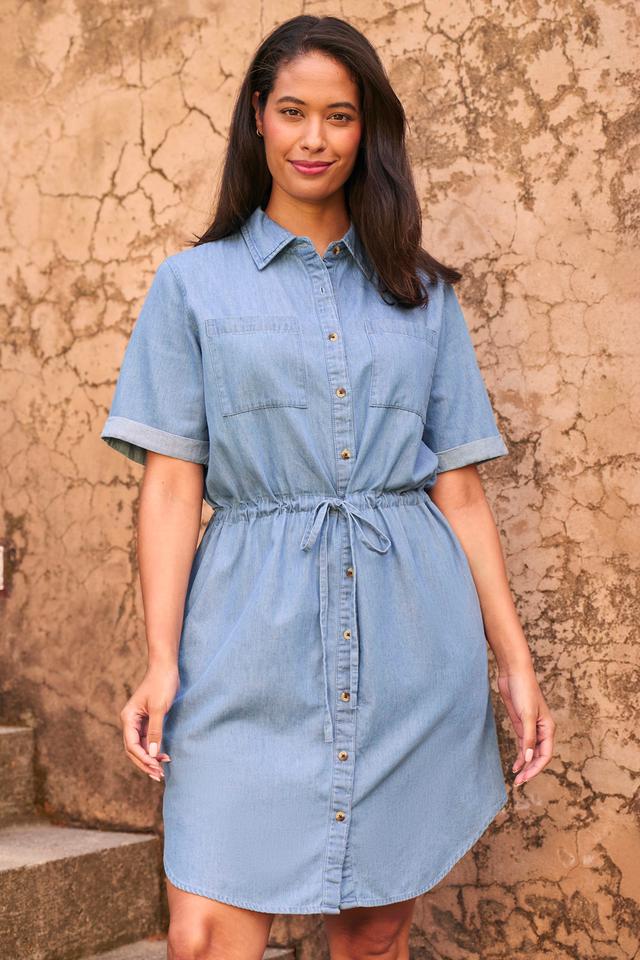 Ronda Womens Chambray Dress - Light Blue