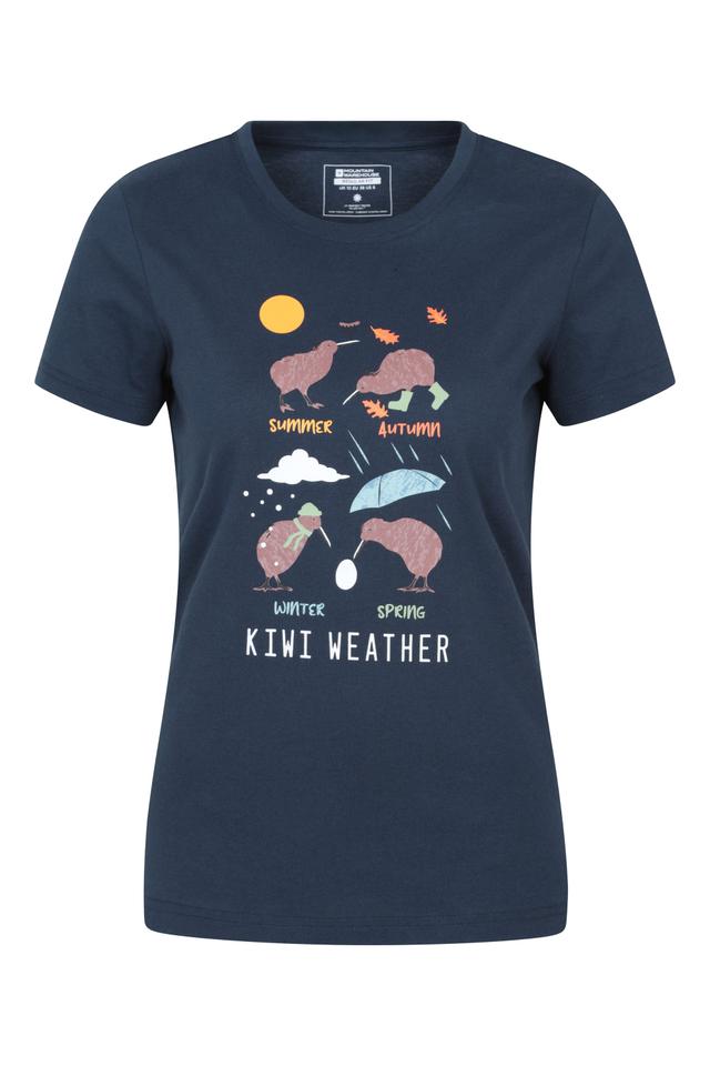 Kiwi Weather Graphic Womens Short Sleeve Tee - Navy