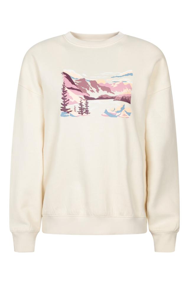Printed Womens Relaxed Fit Sweatshirt - Beige