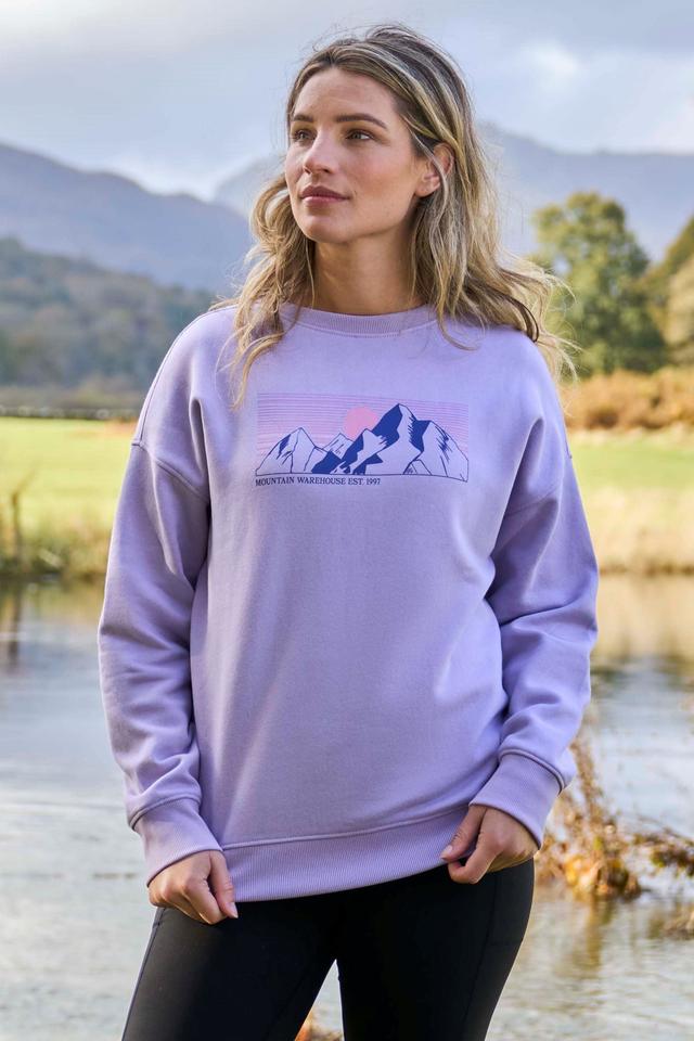 Printed Womens Relaxed Fit Sweatshirt - Purple