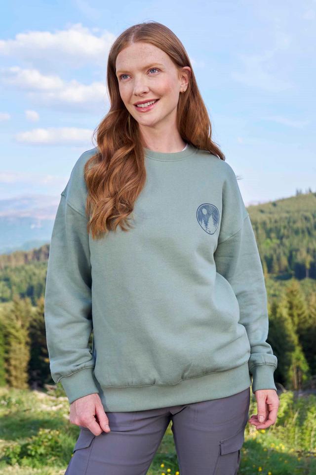 Printed Womens Relaxed Fit Sweatshirt - Green