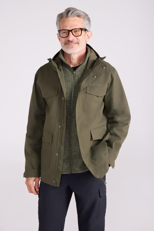 Rushes Mens 3 in 1 Waterproof Jacket - Green