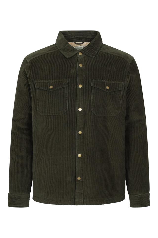 Chiswick Mens Cord Borg Lined Overshirt - Green