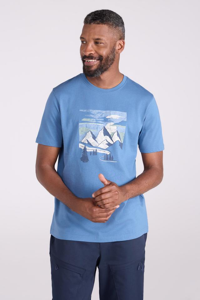 Mountain Landscape Graphic T-Shirt - Blue