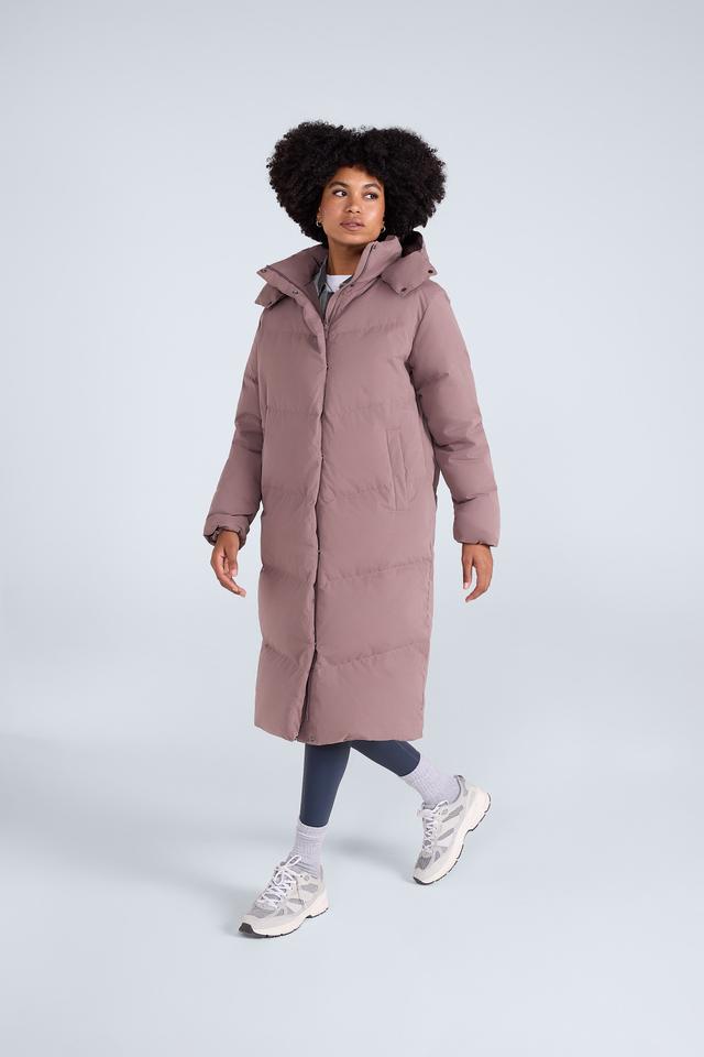 Tess Womens Long Line Down Jacket - Taupe