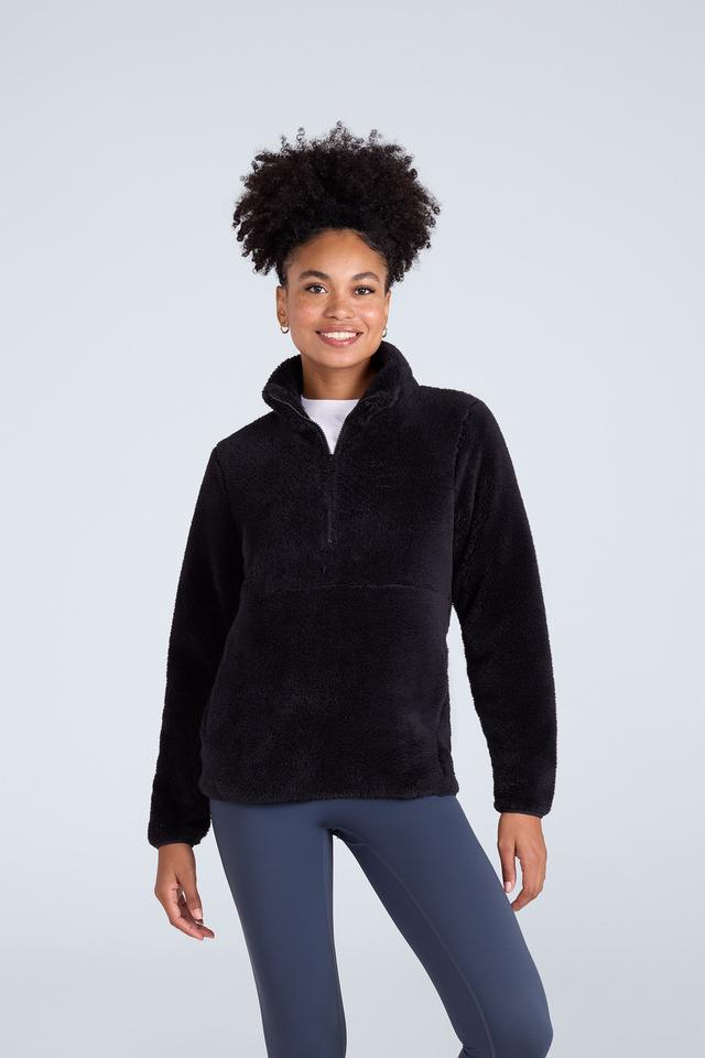 Teddy Womens Half Zip Fleece - Charcoal