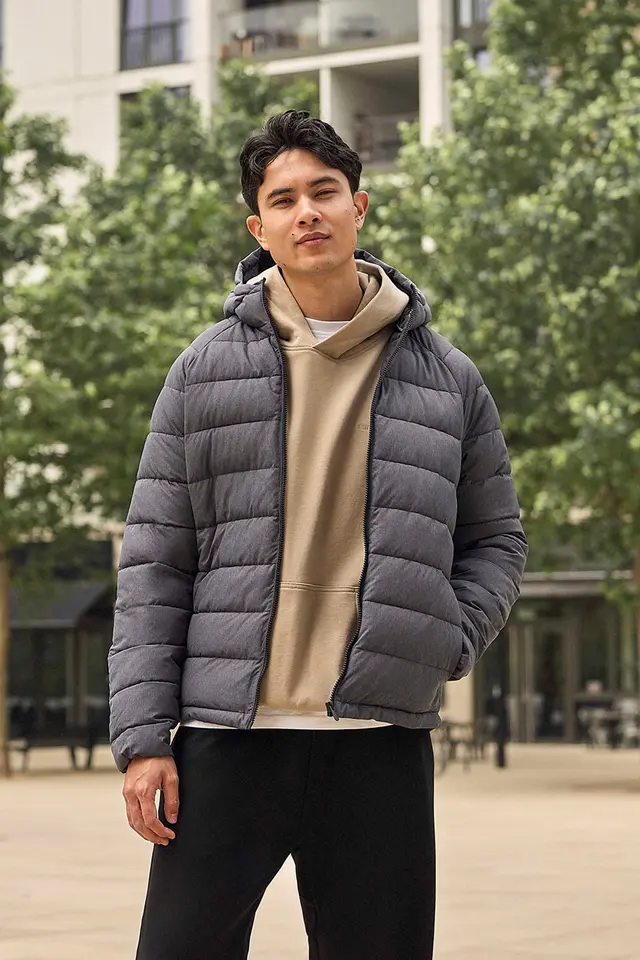 Light Cloud Cosi Marl Hooded Mens Padded Jacket - Grey