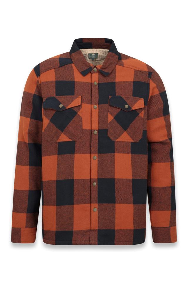 EMS Pinn Mens Borg Lined Flannel Shirt - Burnt Orange