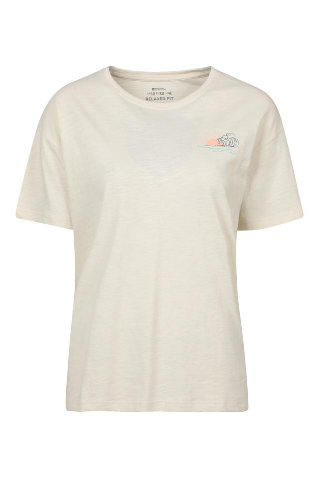 Printed Womens Sea Circle Relaxed Fit T-Shirt - Beige