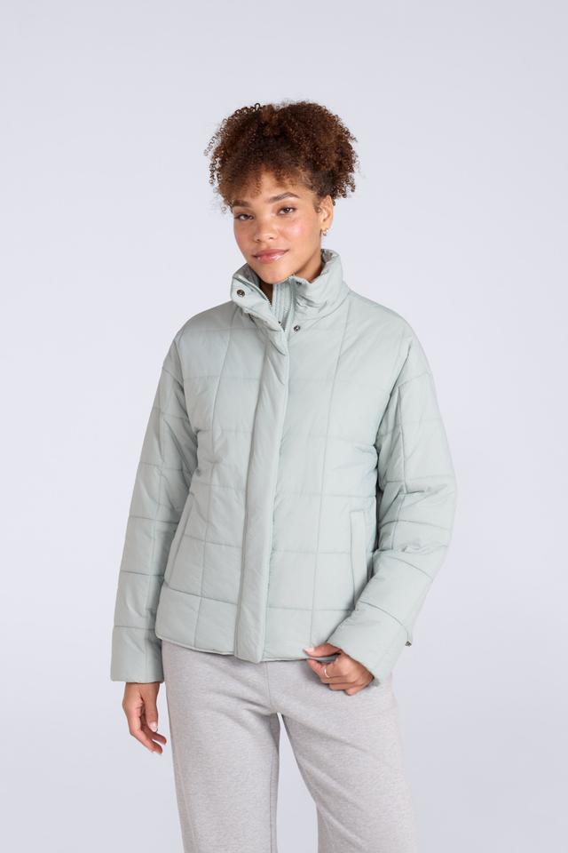 Nina Womens Grid Quilt Insulated Jacket - Green
