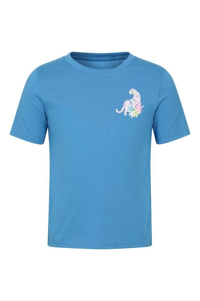 Floral Tiger Kids Short Sleeve Tee - Blue