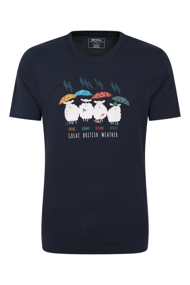 Great British Weather Graphic T-Shirt - Humorous Navy Tee