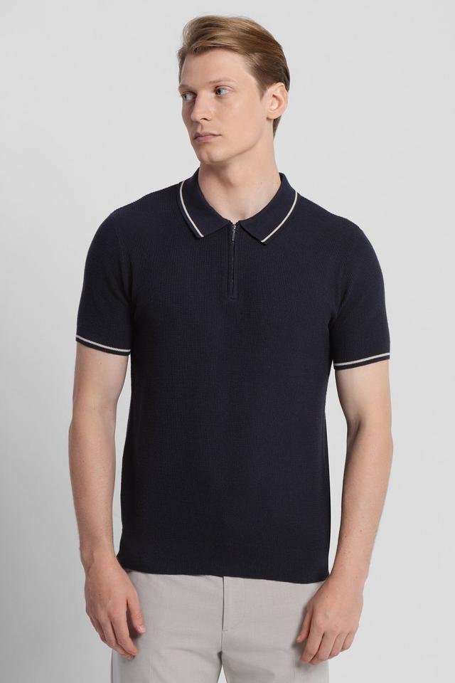 Mens Textured Short Sleeve Polo Shirt -