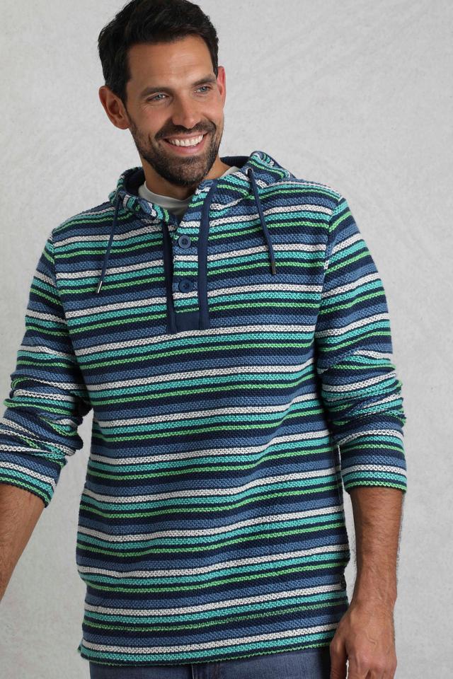 Payson Mens Button Neck Striped Macaroni Hoodie -