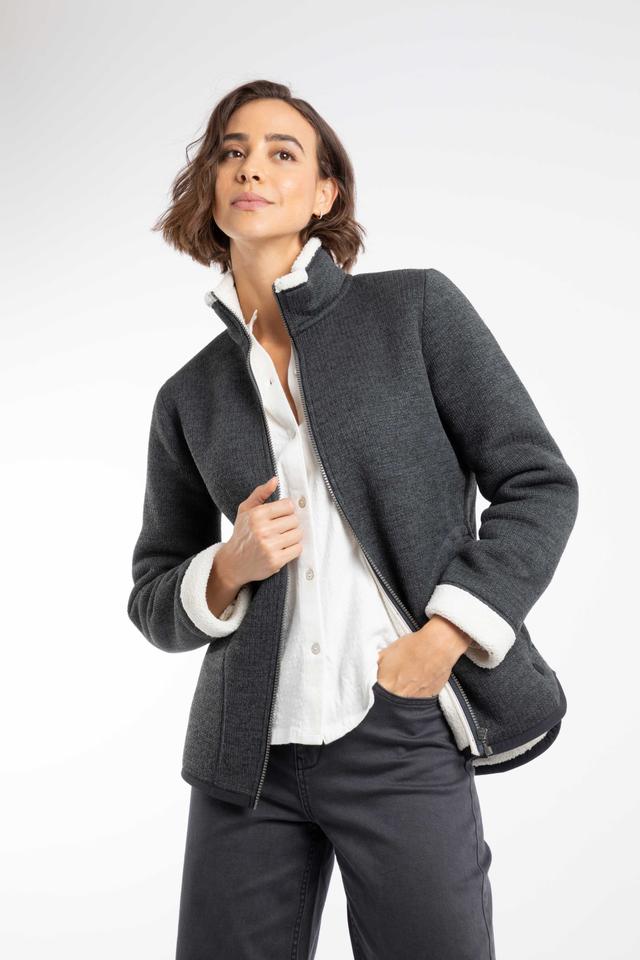 Campbell Womens Faux Shearling Full Zip Fleece -