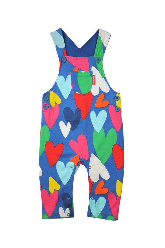 Baby 100% Cotton Heart Print Dungarees -